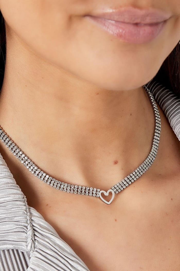 Halskette Herz mit Zirkonia Silber Edelstahl h5Bild3